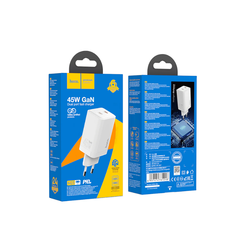 N23 CARGADOR HOCO N23 STARLIGHT DUAL PORT PD 45W - Imagen 1