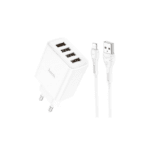 CARGADOR HOCO C102A QC3.0 - 4 USB + CABLE IPHONE