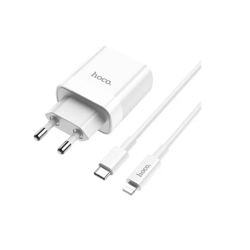 C80AIP CARGADOR HOCO C80A QC3.0 + PD 20W + CABLE C A IPHONE - Imagen 1